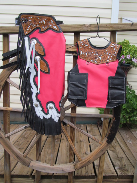 Bull Riding Chaps, Rodeo Chaps,Feather Design Chaps