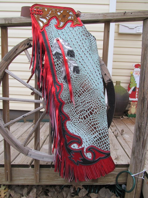 Steer Riding Chaps, Rodeo Chaps,Feather Design Chaps