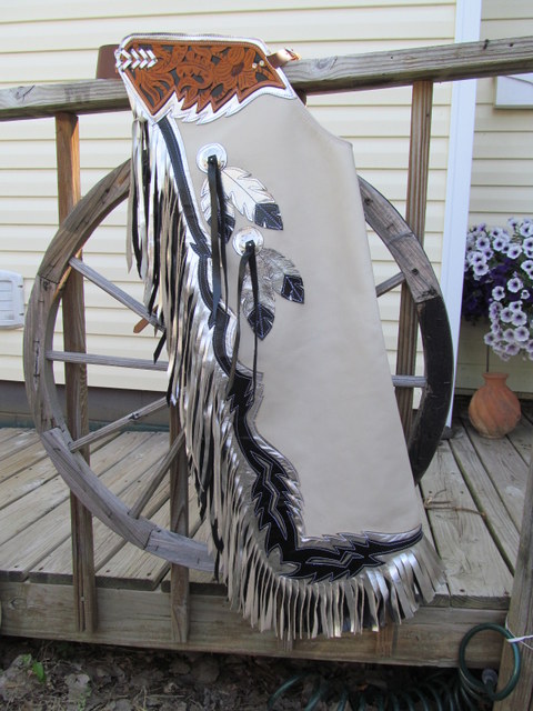 Bull Riding Chaps, Rodeo Chaps,Feather Design Chaps